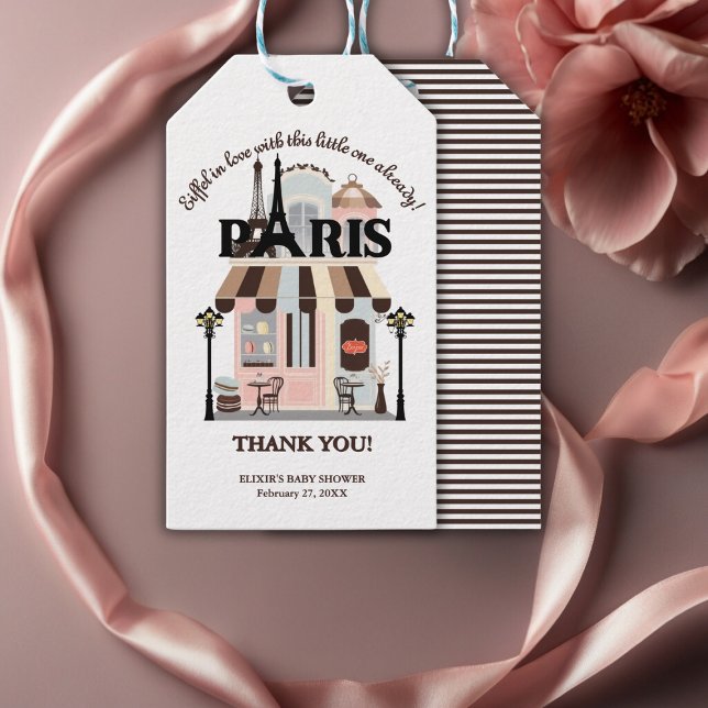 Paris Eiffel in der Liebe French Café Baby Shower Geschenkanhänger (Von Creator hochgeladen)