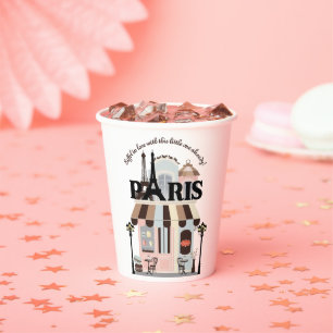 Paris Eiffel in der Liebe French Café Baby Shower Pappbecher