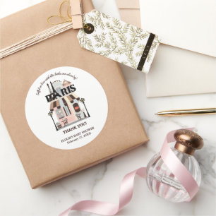 Paris Eiffel in der Liebe French Café Baby Shower Runder Aufkleber