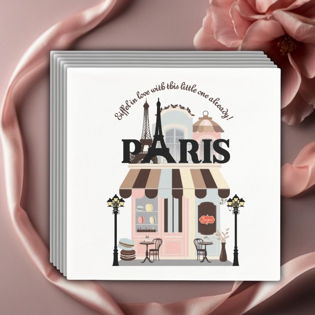 Paris Eiffel in der Liebe French Café Baby Shower Serviette (Von Creator hochgeladen)