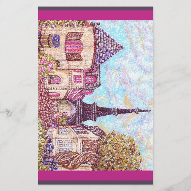 Paris Eiffel Towe Landschaft Pointillismus Briefpapier (Vorderseite)