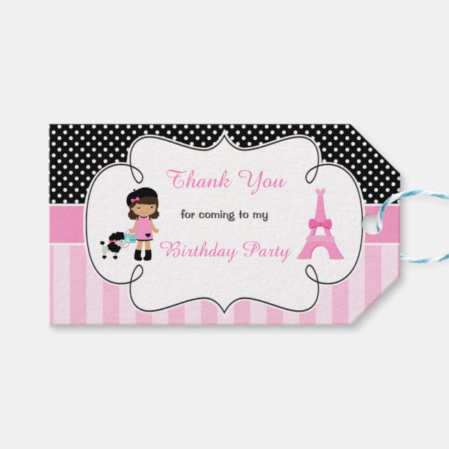 Paris Eiffel Tower Afrikanisches Mädchen Geschenkanhänger (Vorderseite (Horizontal))