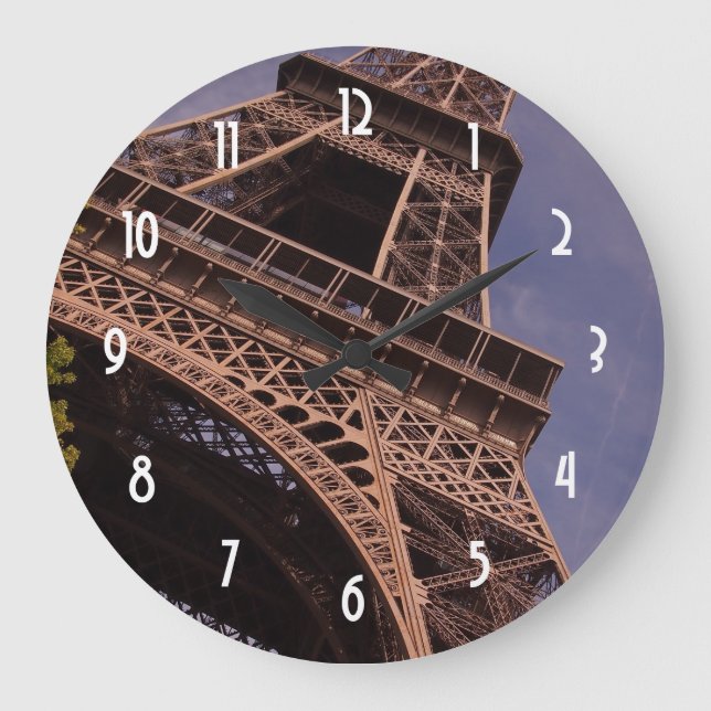 Paris Eiffel Tower Berühmtes Foto für Sehenswürdig Große Wanduhr (Vorderseite)