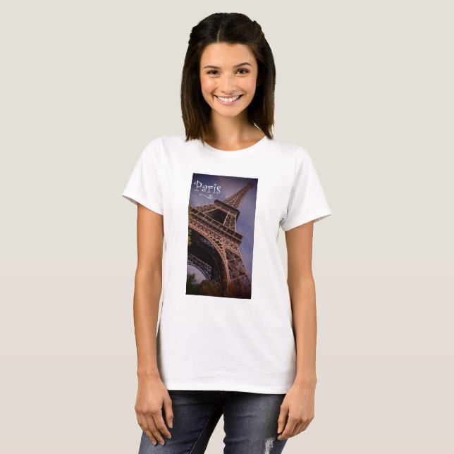 Paris Eiffel Tower Berühmtes Foto für Sehenswürdig T-Shirt (Vorne ganz)