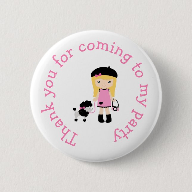 Paris Eiffel Tower Blonde Girl Button (Vorderseite)