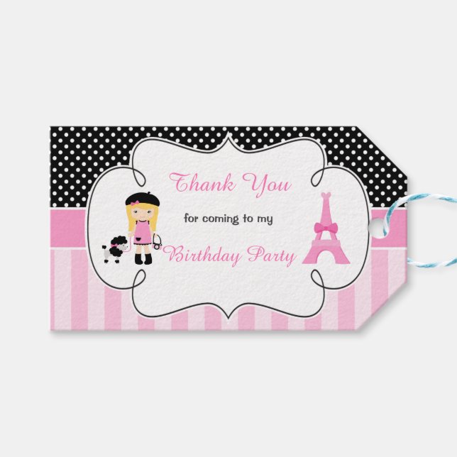 Paris Eiffel Tower Blonde Girl Geschenkanhänger (Vorderseite (Horizontal))