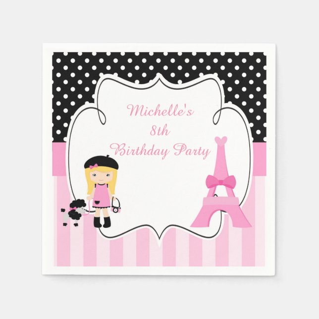 Paris Eiffel Tower Blonde Girl Serviette (Vorderseite)
