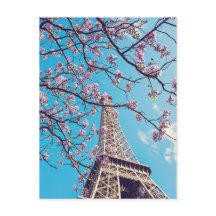 Paris Eiffel Tower Blooms im Springtime Postcard