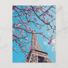 Paris Eiffel Tower Blooms im Springtime Postcard Postkarte