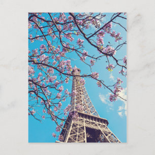 Paris Eiffel Tower Blooms im Springtime Postcard Postkarte