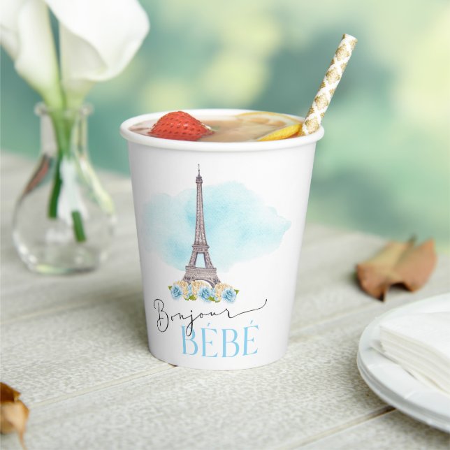 Paris Eiffel Tower Bonjour Baby Paper Cups Pappbecher (In Situ)