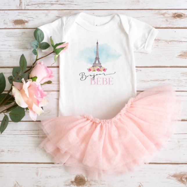 Paris Eiffel Tower Bonjour Bébé Baby Bodysuit Baby Strampler (Von Creator hochgeladen)