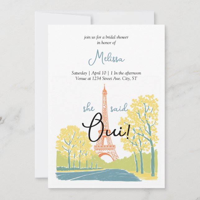 Paris Eiffel Tower Brautdusche Einladungen (Vorderseite)