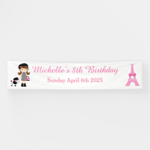 Paris Eiffel Tower Brünett Girl Banner