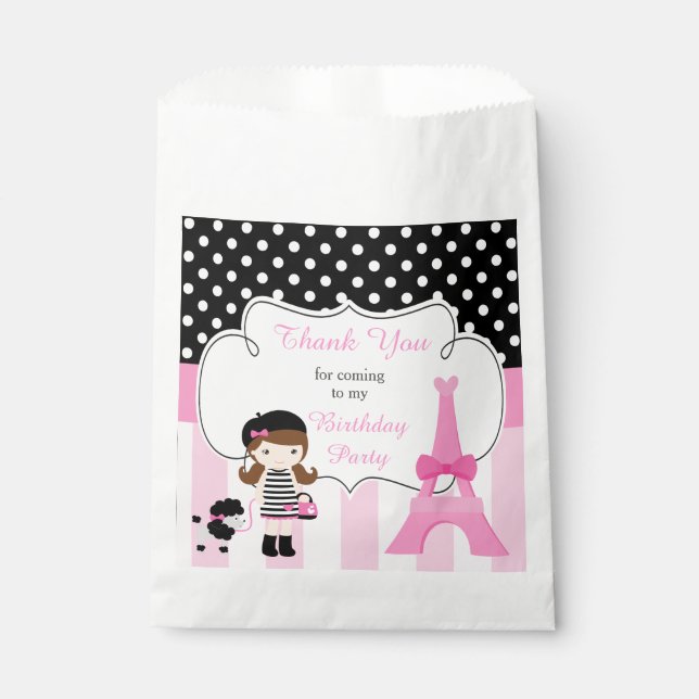 Paris Eiffel Tower Brünett Girl Geschenktütchen (Vorderseite)