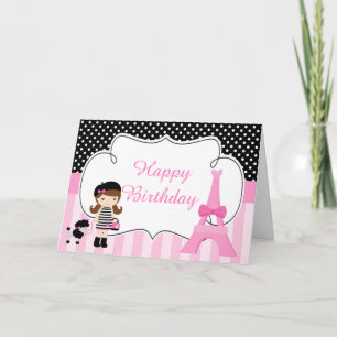 Paris Eiffel Tower Brünett Girl Karte