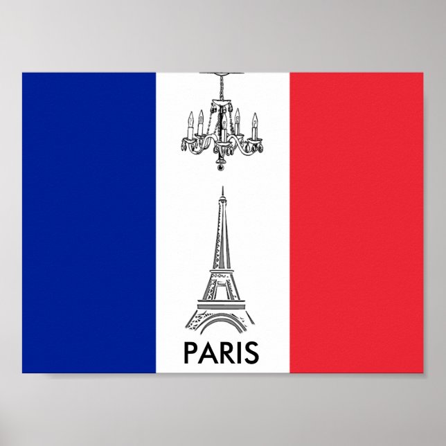 Paris Eiffel Tower Chandelier Französisches Flag P Poster (Vorne)