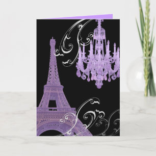 Paris Eiffel Tower Chandelier Vintage Hochzeit Dankeskarte