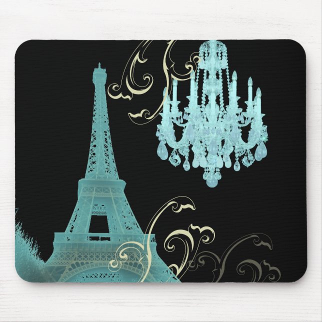 Paris Eiffel Tower Chandelier Vintage Hochzeit Mousepad (Vorne)