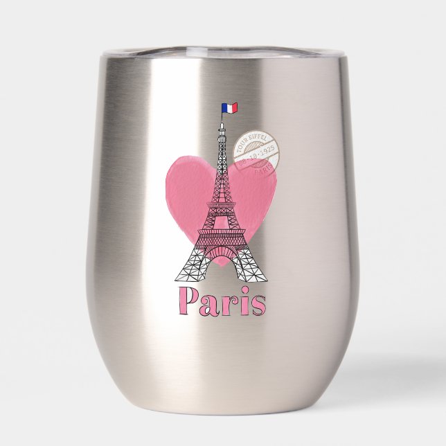 Paris Eiffel Tower Design Thermal Wine Tumbler (Rückseite)