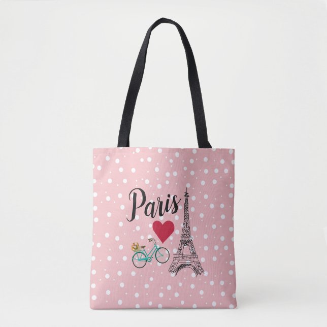 Paris Eiffel Tower Dot Tote Bag (Vorderseite)
