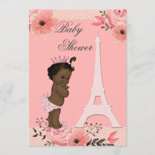 Paris Eiffel Tower Ethnic Princess Baby Dusche Einladung