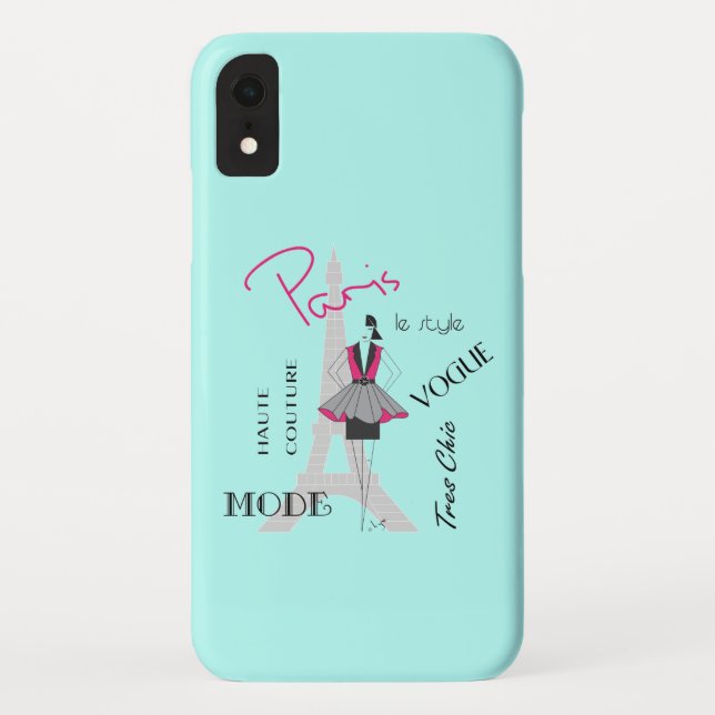 Paris Eiffel Tower Fashion Turquoise Case-Mate iPhone Hülle (Rückseite)
