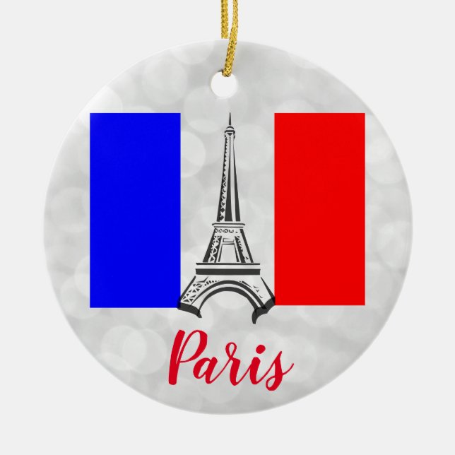 Paris Eiffel Tower Frankreich - Flagge Keramik Ornament (Vorne)