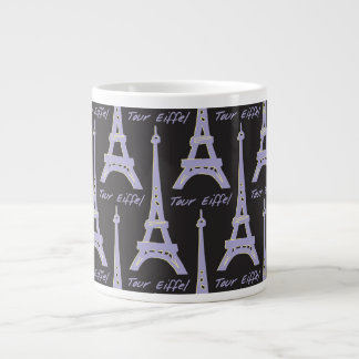 Paris Eiffel Tower Frankreich Lila und schwarze Ta Jumbo-Tasse