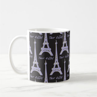 Paris Eiffel Tower Frankreich Lila und schwarze Ta Kaffeetasse