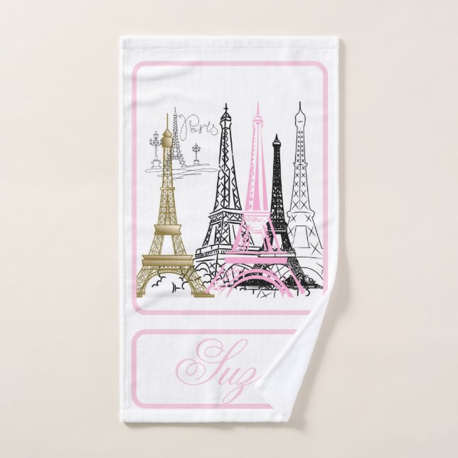 Paris Eiffel Tower Frankreich Rosa Dekoration Handtuch (Handtuch)