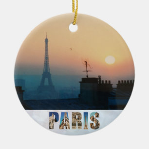 Paris Eiffel Tower Französisches City Sunset Trav Keramik Ornament