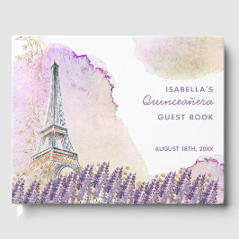 Paris Eiffel Tower French Lavender Quinceanera Gästebuch