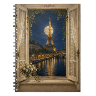Paris Eiffel Tower Full Moon Night Oil Painting Notizblock