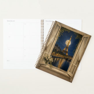 Paris Eiffel Tower Full Moon Night Oil Painting Planer