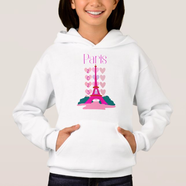 Paris Eiffel Tower Herz 20XX anpassen Hoodie (Vorderseite)