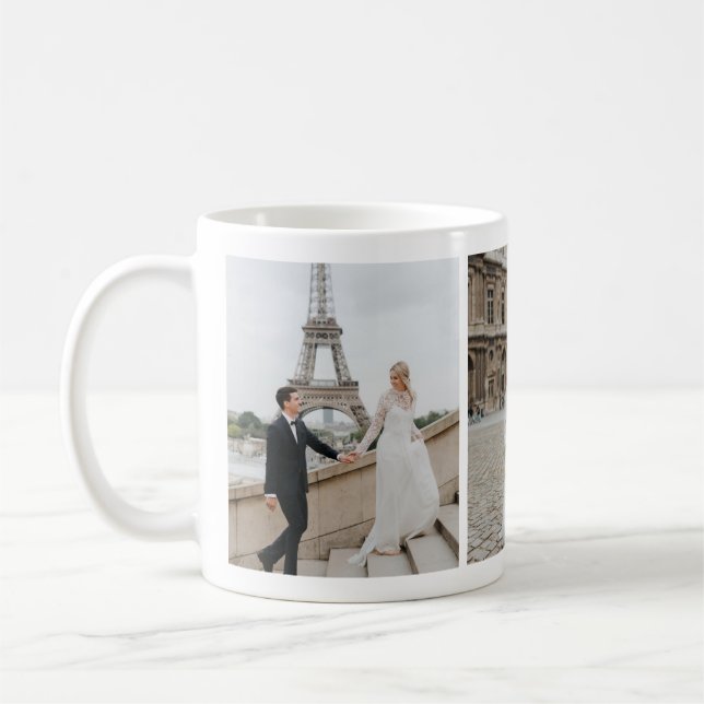 Paris Eiffel Tower Honeymoon Foto Collage Tasse (Links)