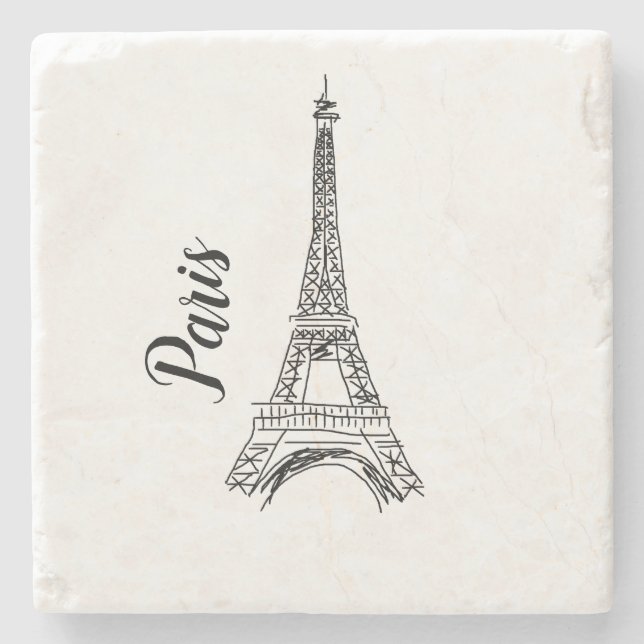 Paris Eiffel Tower Illustration Stone Untersetzer (Vorderseite)
