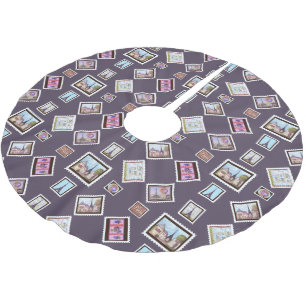 Paris Eiffel Tower inspiriert Postage Tree Skirt Polyester Weihnachtsbaumdecke