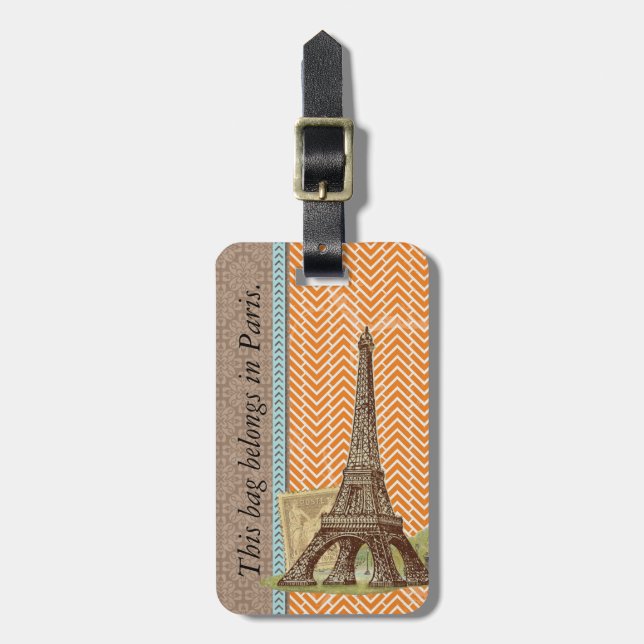 Paris Eiffel Tower Luggage Tag Gepäckanhänger (Vorderseite vertikal)