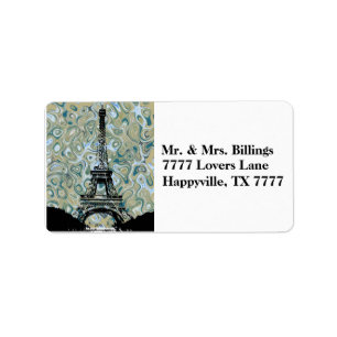 Paris Eiffel Tower Marlble Sky Adressaufkleber