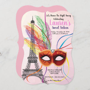 Paris Eiffel Tower Masquerade Sweet 16 Einladung
