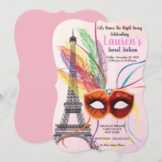 Paris Eiffel Tower Masquerade Sweet 16 Einladung