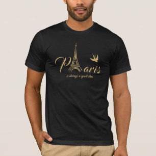 Paris Eiffel Tower Modern Travel Graphic T - Shirt