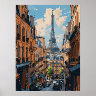 Paris Eiffel Tower Panoramaaussicht Poster