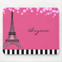 Paris Eiffel Tower Pink Poodle Girls Mouse Pad