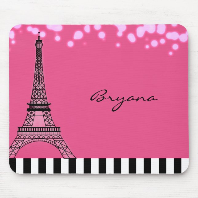 Paris Eiffel Tower Pink Poodle Girls Mouse Pad Mousepad (Vorne)