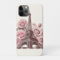 Paris Eiffel Tower & Pink Roses