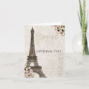 Paris Eiffel Tower Pink Roses Chic Vielen Dank Dankeskarte