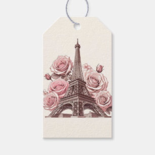 Paris Eiffel Tower & Pink Roses Geschenkanhänger
